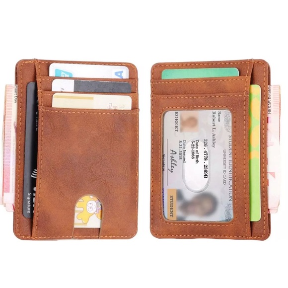 Slim RFID Blocking Vegan Leather Wallet Credit ID - Picture 9 of 16